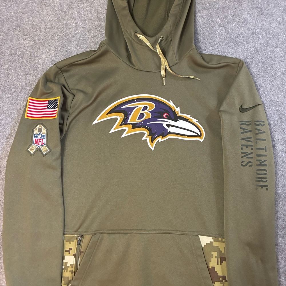 Baltimore Ravens Nike Salute To Service Camo Pullover Hoodie Men's Medium Patch - Picture 2 of 7